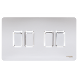 Schneider USFP 16AX 4G 2W Switched White Insert Polished Chrome - GU1442WPC