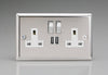 Varilight 2-Gang 13A Single Pole Switched Socket with Metal Rockers with 2x5V DC 2100mA USB Charging Ports - XC5U2SDW