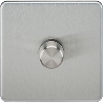 Knightsbridge Screwless 1G 2-way 10-200W (5-150W LED) trailing edge dimmer - Brushed Chrome - SF2181BC