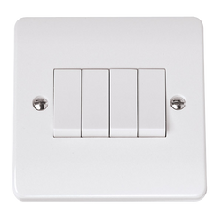 Click Scolmore Mode 10A 4 Gang 2 Way Rocker Switch Polar White - CMA9014