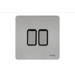 Schneider USFP 16AX 2G 2W Switched Black Insert - Stainless Steel - GU1422BSS
