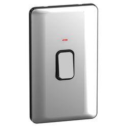 Schneider LSD 2G 50A Double Pole Switched LED Indicator Black Insert Polished Chrome - GGBL4021BPC