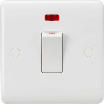 Knightsbridge Curved Edge 45A 1G DP Switch with Neon (White Rocker) - White - CU8331NW