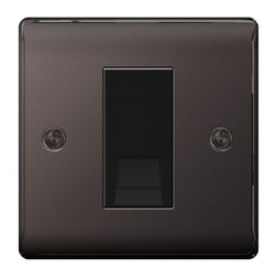 BG Nexus Metal Black Nickel Single Rj11 Telephone Socket - NBNRJ111