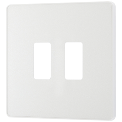 BG Evolve 2 Gang Grid Front Plate - Pearlescent White (White) - RPCDCL2W