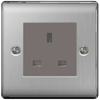 BG Nexus Metal Brushed Steel 1 Gang 13A Unswitched Socket Grey - NBS23G