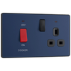 BG Evolve Matt Blue 45A 2-Pole Cooker Switch With 13A Switched Socket & LED Indicators  - PCDDB70B