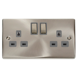 Click Scolmore Deco Ingot 2 Gang 13A 2 Pole Switched Socket - VPSC536GY