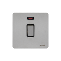 Schneider USFP 20A Double Pole Switched & Neon Black Insert Stainless Steel - GU2411BSS
