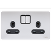 Schneider USFP 13A SP 2G Switched Socket Black Insert - Polished Chrome - GU3420BPC
