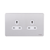 Schneider USFP 13A Single Pole 2G Unswitched Socket White Insert Stainless Steel - GU3460WSS