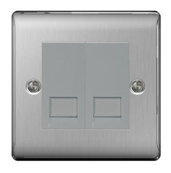 BG Nexus Metal Brushed Steel 2G RJ11 Broadband Socket - NBSRJ112