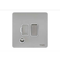 Schneider USFP 13A Switched Fused Spur & Flex Outlet White Insert Stainless Steel - GU5413WSS