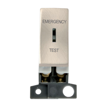 Click Scolmore MiniGrid Double-Pole Key Switch Ingot Emergency Test Satin Chrome - MD029SC
