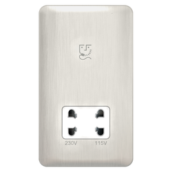 Schneider LSD Shaver Socket 115/230V White Insert Stainless Steel - GGBL7090WSSS