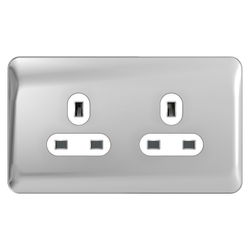 Schneider LSD 2G 13A Unswitched Socket White Insert Polished Chrome - GGBL3060WPCS