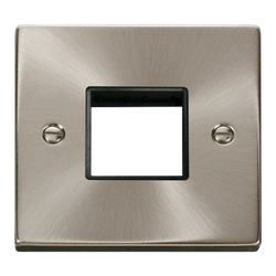 Click Scolmore MiniGrid Twin Switch Plate 1 Gang Aperture Satin Chrome - VPSC402BK