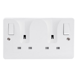 Click Scolmore Mode 13A 2 Gang Plug Socket With Locating Plug White - CMA736