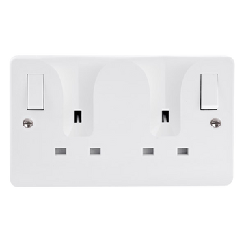 Click Scolmore Mode 13A 2 Gang Plug Socket With Locating Plug White - CMA736