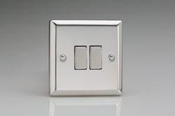 Varilight Classic 2Gang Intermediate Rocker Switch With Metal Rockers - Polished Chrome - XC77D