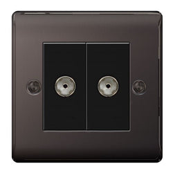BG Nexus Metal Black Nickel Double Socket For Tv Or Fm Co-Axial Aerial Connection - NBN61