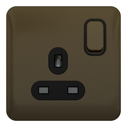Schneider LSD 1G 13A Switched Socket Black Insert Mocha Bronze - GGBL3010BMB
