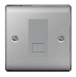 BG Nexus Metal Brushed Steel Single Rj11 Telephone Socket - NBSRJ111