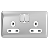 Schneider LSD 2G 13A Switched Socket White Insert - Polished Chrome - GGBL3020WPC