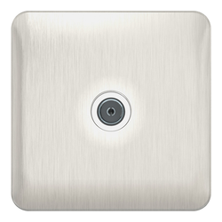 Schneider LSD Data TV/FM Single Direct Connection White Insert Stainless Steel - GGBL7010WSS