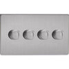 Varilight Screwless 4-Gang 2-Way Push-On/Off Rotary LED Dimmer TwinPlate - Brushed Steel - JDSDP254S