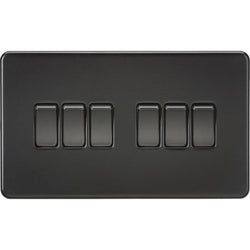 Knightsbridge Screwless 10AX 6G 2-Way Switch - Matt Black - SF4200MBB