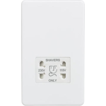 Knightsbridge Screwless 115/230V Dual Voltage Shaver Socket - Matt White - SF8900MW