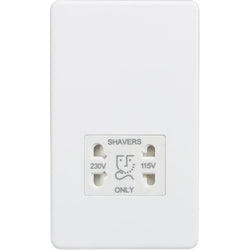Knightsbridge Screwless 115/230V Dual Voltage Shaver Socket - Matt White - SF8900MW