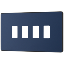 BG Evolve 4 Gang Grid Front Plate - Matt Blue (Black) - RPCDDB4B