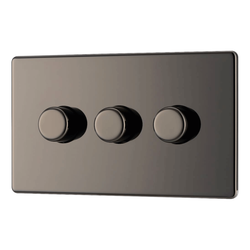 BG Screwless Flatplate Black Nickel Triple Intelligent Led Dimmer Switch, 2-Way Push On/Off - FBN83