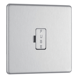 BG Screwless Flatplate Brushed Steel Unswitched 13A Fused Connection Unit - FBS54
