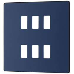 BG Evolve 6 Gang Grid Front Plate - Matt Blue (Black) - RPCDDB6B
