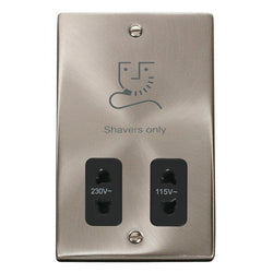 Click Scolmore Deco Satin Chrome 1 Gang Shaver Socket With Black - VPSC100BK