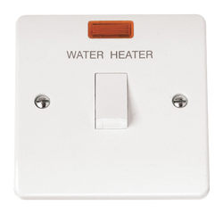 Click Scolmore Mode 20A 1 Gang Water Hearter Rocker Switch Polar White - CMA042