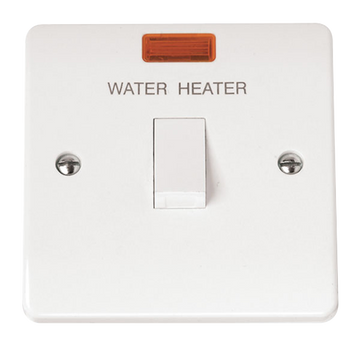 Click Scolmore Mode 20A 1 Gang Water Hearter Rocker Switch Polar White - CMA042