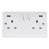 Click Scolmore Mode 13A 2 Gang USB 4.2 Plug Socket Polar White - CMA780