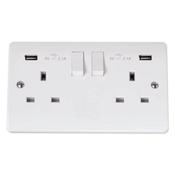 Click Scolmore Mode 13A 2 Gang USB 4.2 Plug Socket Polar White - CMA780