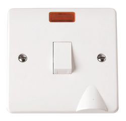 Click Scolmore Mode 20A 1 Gang Rocker Switch With Neon Polar White - CMA023