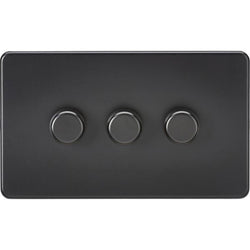 Knightsbridge Screwless 3G 2-way 10-200W (5-150W LED) trailing edge dimmer - Matt Black - SF2183MBB