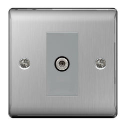 BG Nexus Metal Brushed Steel Single Socket F-Type Satellite Connection - NBS64