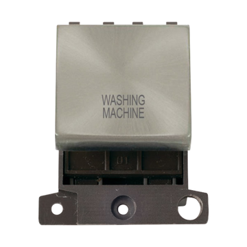 Click Scolmore MiniGrid 20A Double-Pole Ingot Washing Machine Switch Satin Chrome - MD022SC-WM