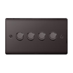 BG Nexus Metal Black Nickel 4 Gang 2 Way Dimmer Switches - NBN84P