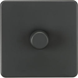Knightsbridge Screwless 1G 2-way 10-200W (5-150W LED) trailing edge dimmer - Anthracite - SF2181AT