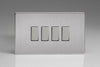 Varilight Screwless 4 Gang 2 Way Switch With Metal Rocker (Double XDS9S) - Brushed Steel - XDS9S