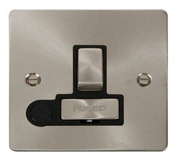 Click Scolmore Define 13A Ingot DP Switched Fused Connection Unit WithnOptional Flex Outlet - Black - Brushed Stainless - FPBS55
